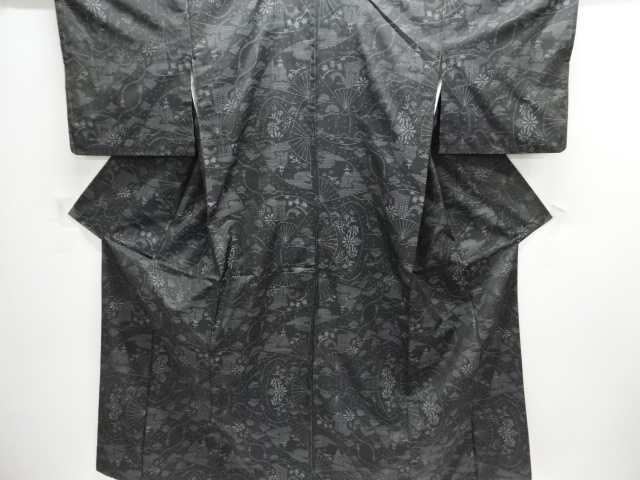 JAPANESE KIMONO / DORO OSHIMA TSUMUGI / WOVEN FLORAL PLANTS